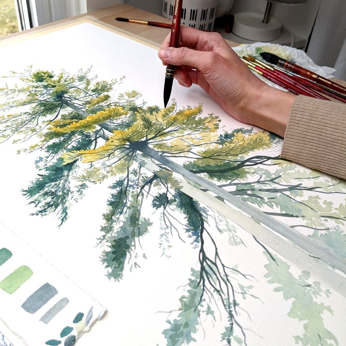 Painting a Pair of Pine Trees with Watercolor - Painting a Pair of Pine Trees with Watercolor -   16 beauty Art watercolor ideas
