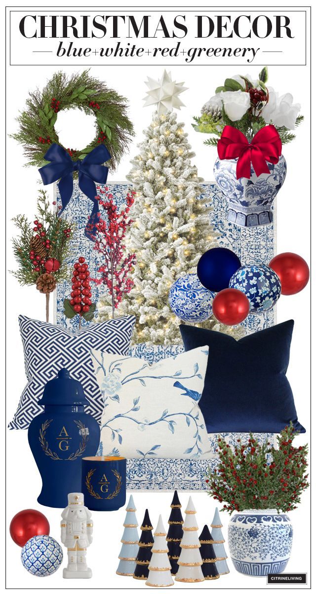 Christmas Decor: Blue + White + Red! - CitrineLiving - Christmas Decor: Blue + White + Red! - CitrineLiving -   16 christmas tree decor 2020 blue and red ideas