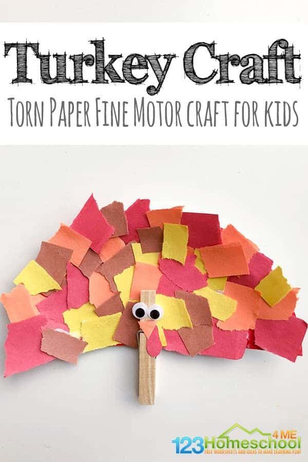 Torn Paper Turkey Craft - Torn Paper Turkey Craft -   16 thanksgiving crafts for kids easy ideas
