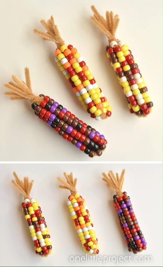 Beaded Pipe Cleaner Indian Corn - Beaded Pipe Cleaner Indian Corn -   17 diy thanksgiving crafts for toddlers ideas