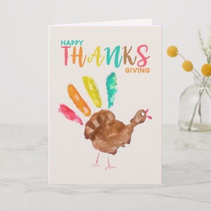 Happy Thanksgiving Hand Painted Turkey Holiday Card - Happy Thanksgiving Hand Painted Turkey Holiday Card -   17 diy thanksgiving crafts for toddlers ideas