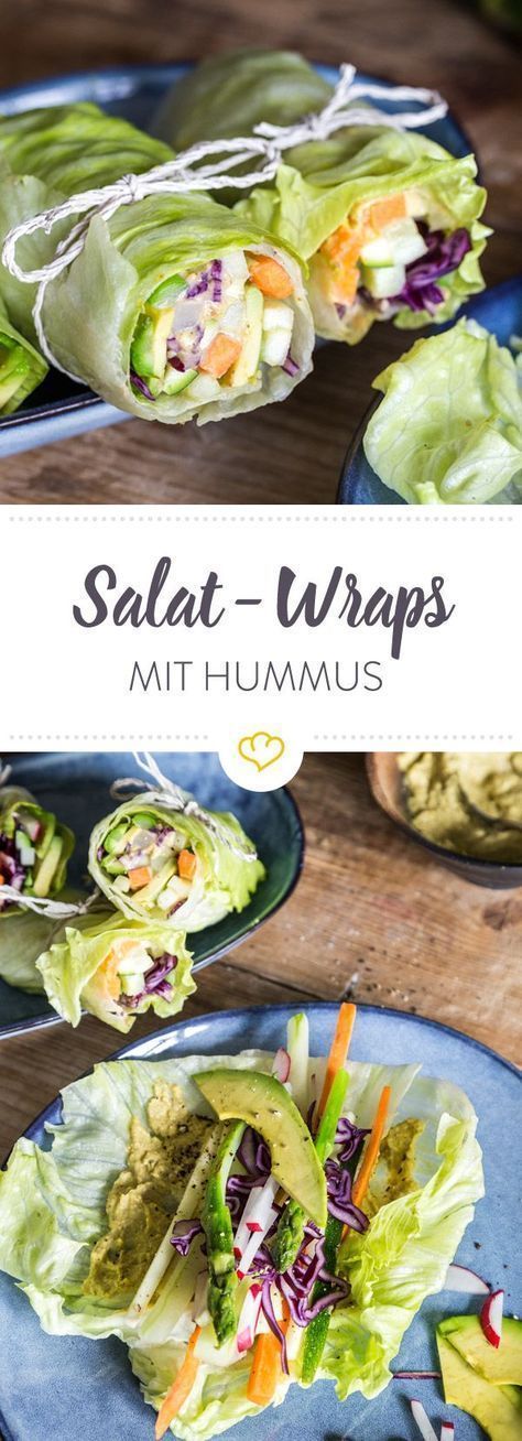 Salat-Wraps mit Gem?sef?llung und Hummus - Salat-Wraps mit Gem?sef?llung und Hummus -   17 fitness Rezepte wraps ideas