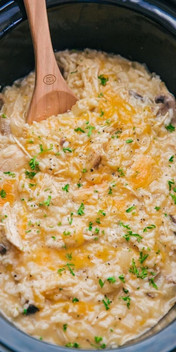 CHEESY CROCK POT CHICKEN & RICE - CHEESY CROCK POT CHICKEN & RICE -   dinner recipes for two chicken