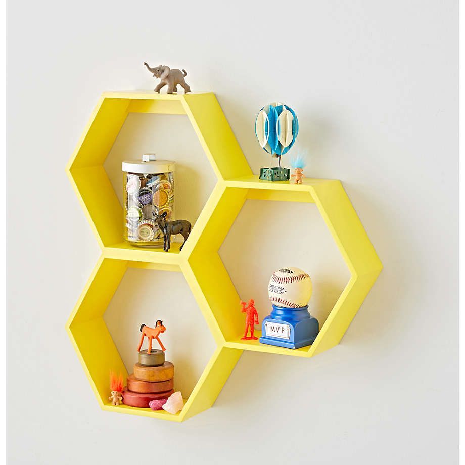 Honeycomb Yellow Hexagon Shelf - Honeycomb Yellow Hexagon Shelf -   18 diy Cuarto decoracion ideas
