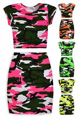 Girls Neon Camo Crop Top And Skirt Outfit New Kids Summer Set Ages 7-13 Years  | eBay - Girls Neon Camo Crop Top And Skirt Outfit New Kids Summer Set Ages 7-13 Years  | eBay -   18 fitness Fashion kids ideas