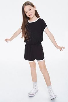 Girls Contrast-Trim Romper (Kids) - Girls Contrast-Trim Romper (Kids) -   18 fitness Fashion kids ideas