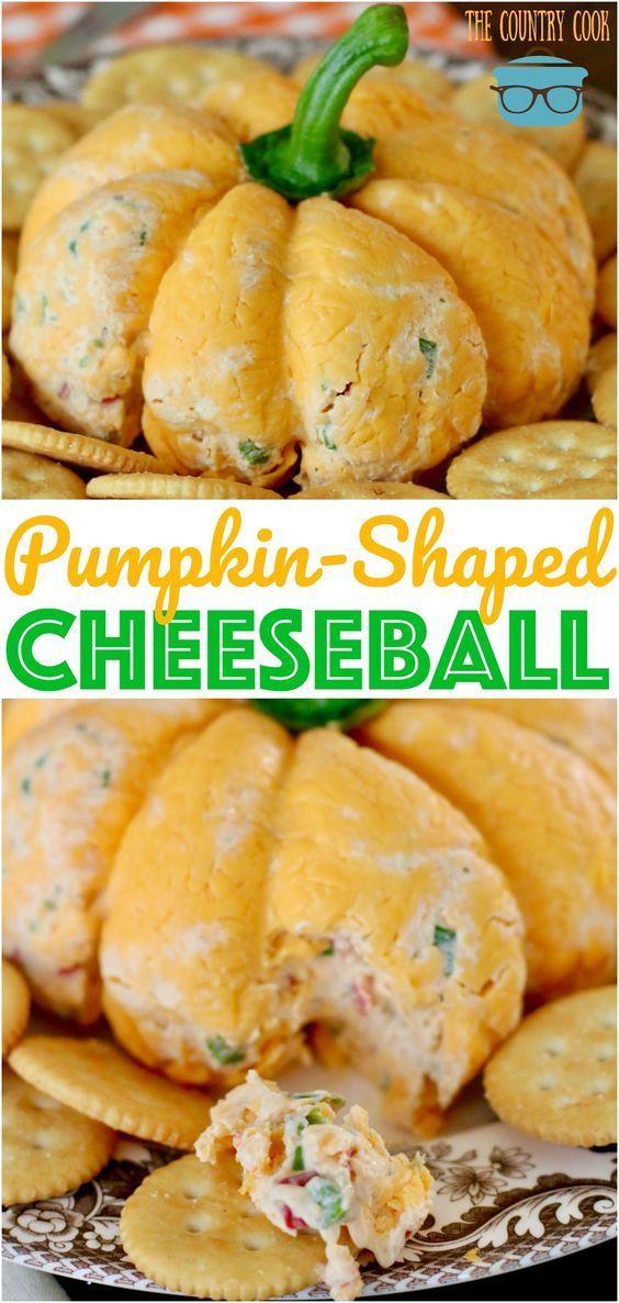 PUMPKIN-SHAPED CHEESEBALL (+Video) | The Country Cook - PUMPKIN-SHAPED CHEESEBALL (+Video) | The Country Cook -   18 thanksgiving appetizers easy ideas