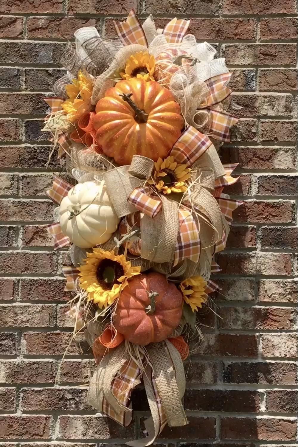 Fall Wreath, Pumpkin Wreath, Thanksgiving Decor, - Fall Wreath, Pumpkin Wreath, Thanksgiving Decor, -   18 thanksgiving decorations for home ideas