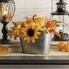 TX USA Corp Harvest Center Piece Galvanzed Container / Floral and Lights | Wayfair - TX USA Corp Harvest Center Piece Galvanzed Container / Floral and Lights | Wayfair -   18 thanksgiving decorations for home ideas