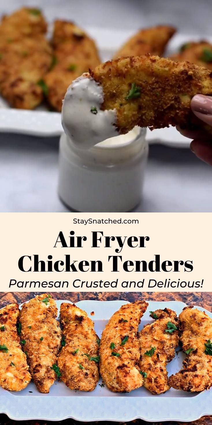 Easy Air Fryer Parmesan Breaded Fried Chicken Tenders (Strips) - Easy Air Fryer Parmesan Breaded Fried Chicken Tenders (Strips) -   air fryer recipes chicken tenders flour