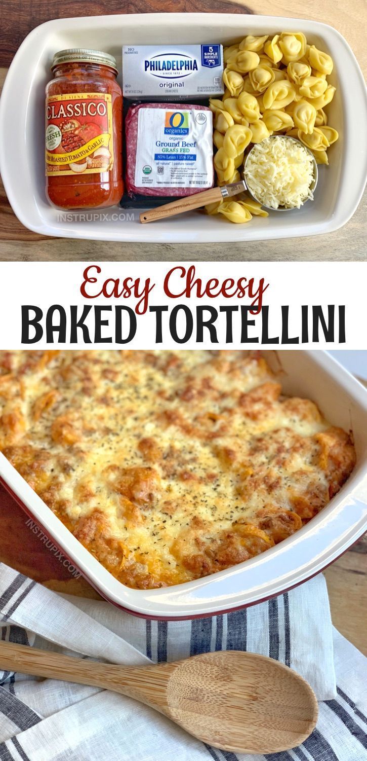 Easy Cheesy Baked Tortellini (With Meat Sauce) - Easy Cheesy Baked Tortellini (With Meat Sauce) -   19 dinner recipes ideas