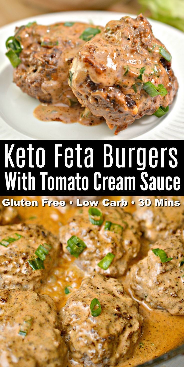 Keto Feta Burgers With Tomato Cream Sauce - Keto Feta Burgers With Tomato Cream Sauce -   19 dinner recipes with ground beef healthy ideas