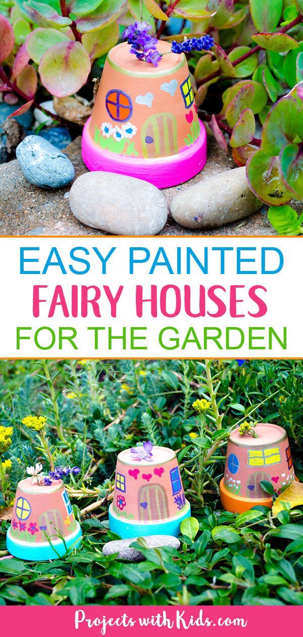 Easy Painted Fairy Houses for the Garden - Easy Painted Fairy Houses for the Garden -   19 diy projects for kids outdoor ideas