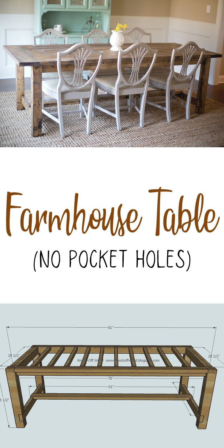 Farmhouse Table - No Pocket Holes Plan | Ana White - Farmhouse Table - No Pocket Holes Plan | Ana White -   19 diy Table farmhouse ideas