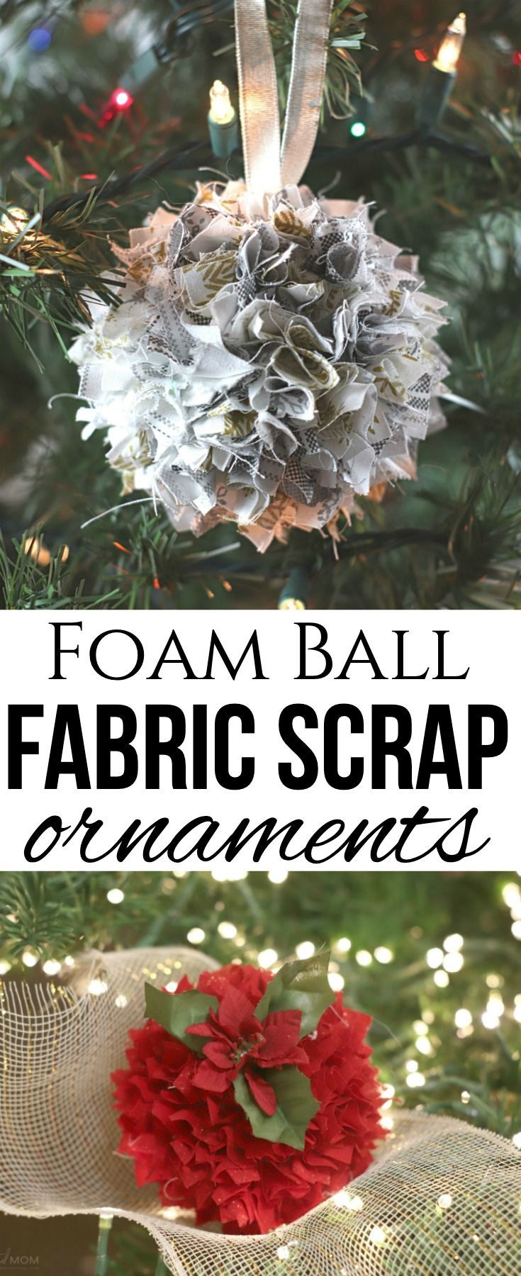 Foam Ball Fabric Scrap Ornaments - Foam Ball Fabric Scrap Ornaments -   19 fabric crafts christmas scrap ideas