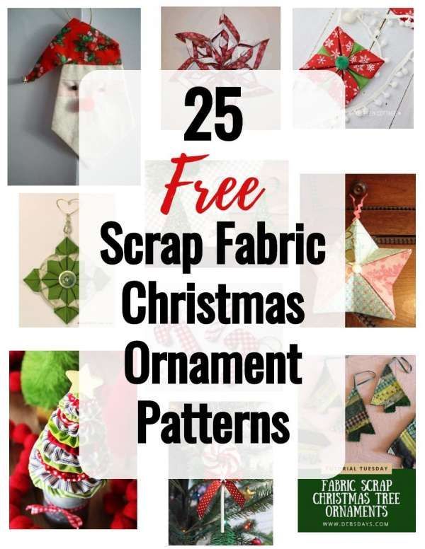 25 Free Scrap Fabric Christmas Ornament Patterns - 25 Free Scrap Fabric Christmas Ornament Patterns -   19 fabric crafts christmas scrap ideas