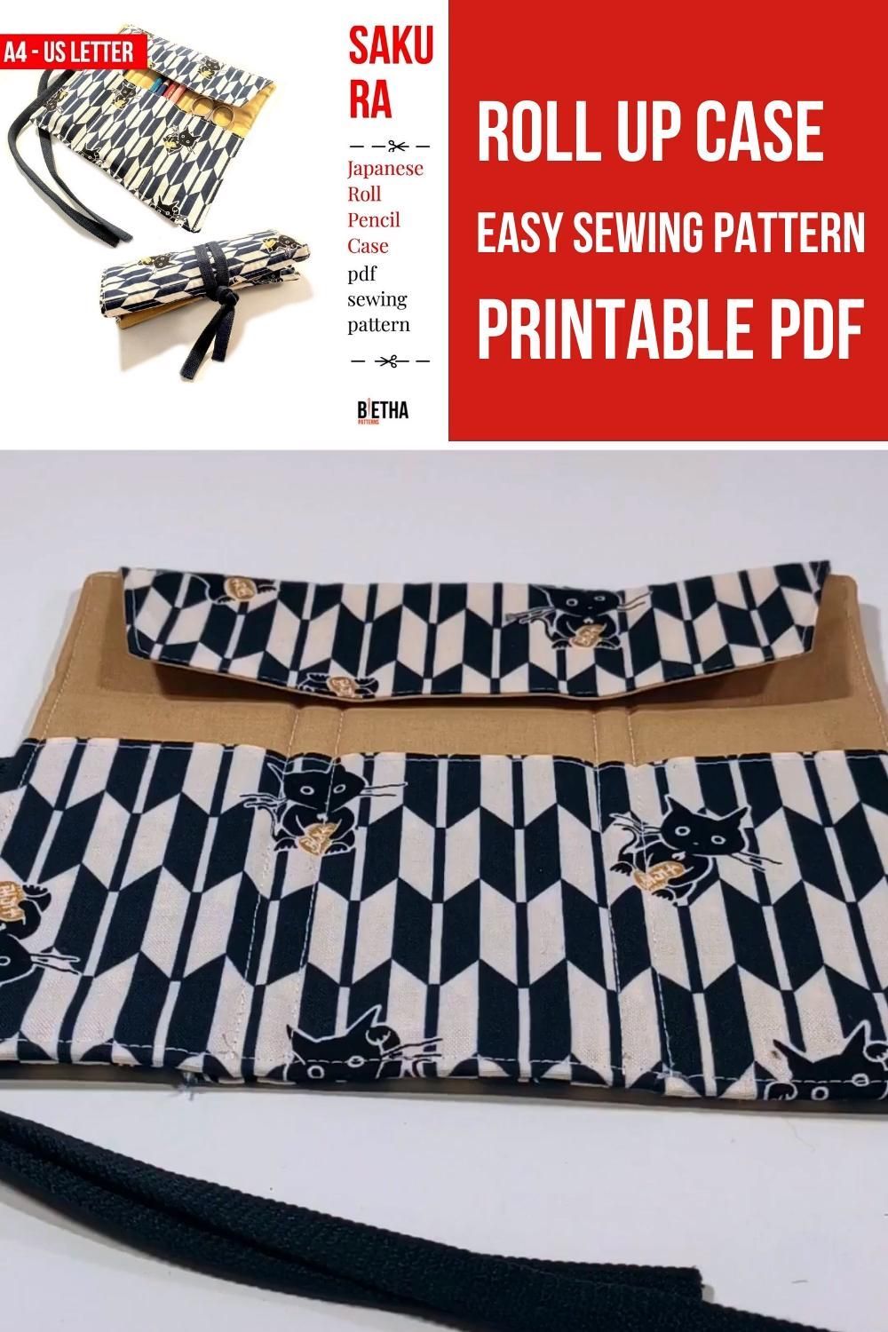 Roll Up Case Easy Sewing Pattern - Printable PDF - Roll Up Case Easy Sewing Pattern - Printable PDF -   19 fabric crafts diy easy ideas