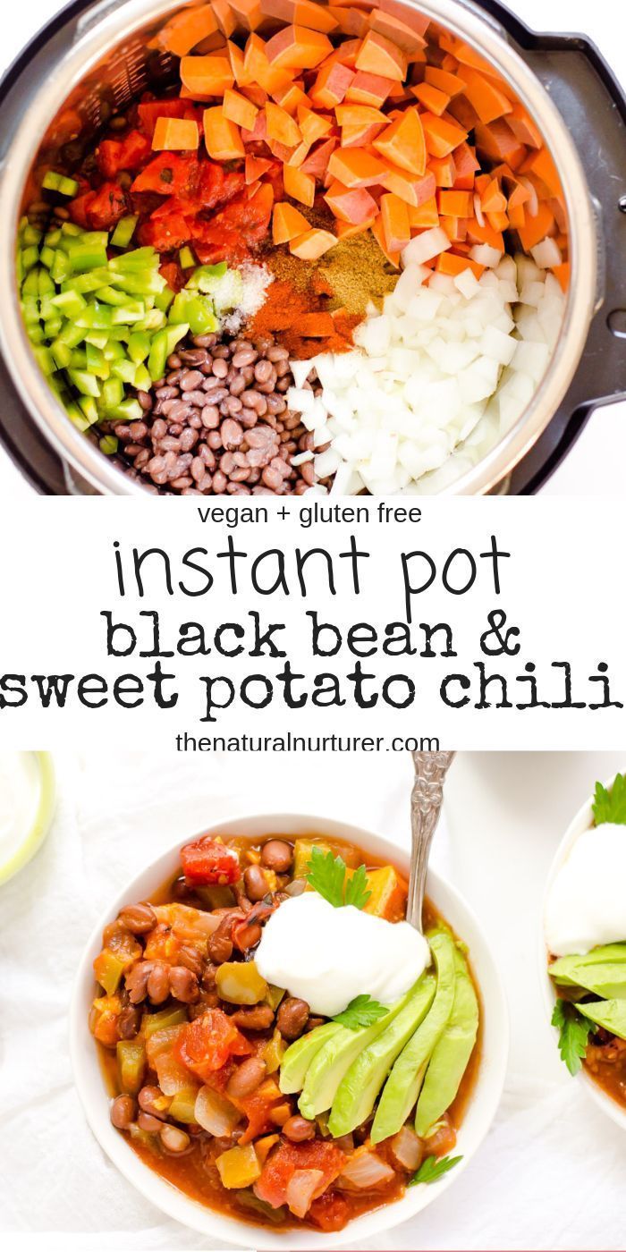 Instant Pot Black Bean & Sweet Potato Chili - Instant Pot Black Bean & Sweet Potato Chili -   19 instant pot recipes healthy family vegetarian ideas