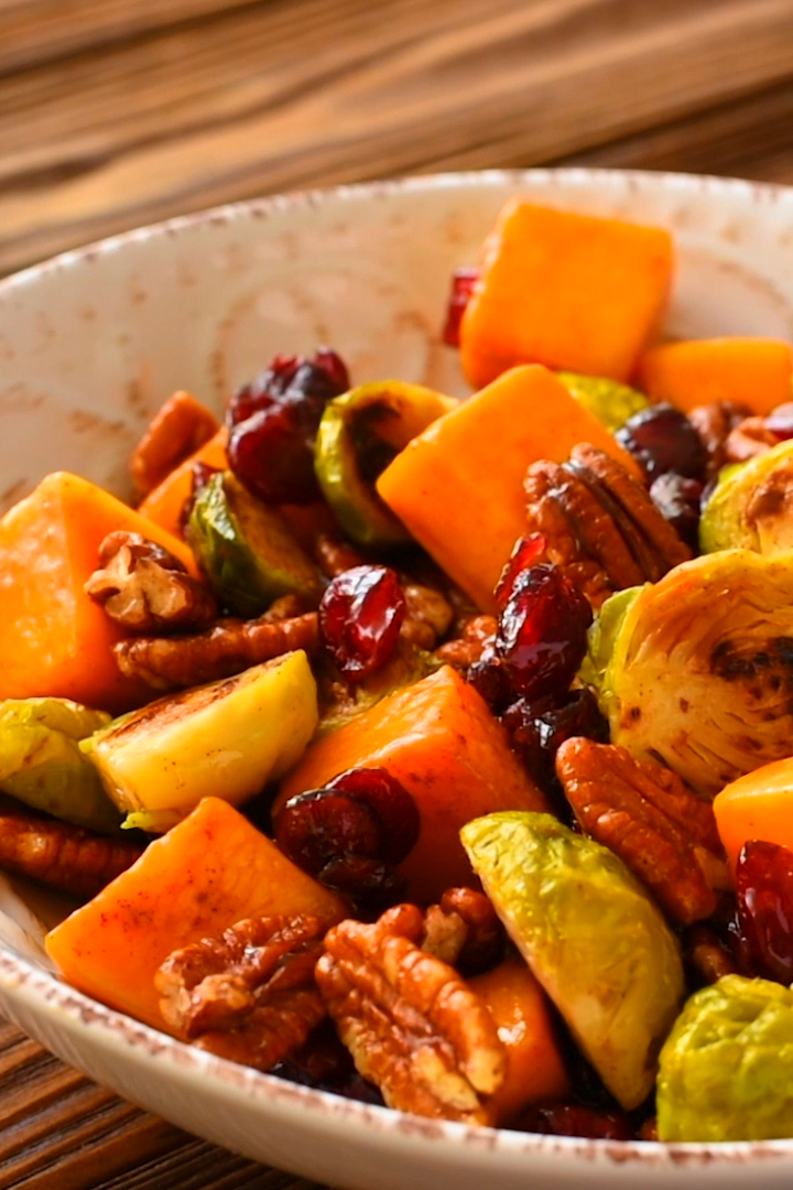 Thanksgiving Butternut Squash and Brussels sprouts with Pecans and Cranberries - Thanksgiving Butternut Squash and Brussels sprouts with Pecans and Cranberries -   19 thanksgiving recipes side dishes healthy ideas