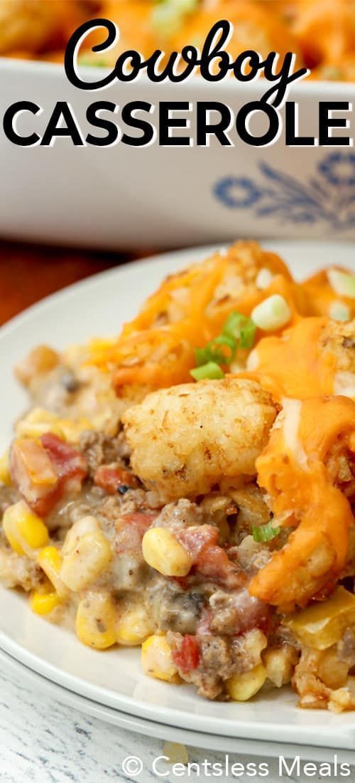 Cowboy Casserole has delicious ground beef, creamy milk and soup, tater tots and cheese - Cowboy Casserole has delicious ground beef, creamy milk and soup, tater tots and cheese -   20 dinner recipes for family main dishes ground beef ideas