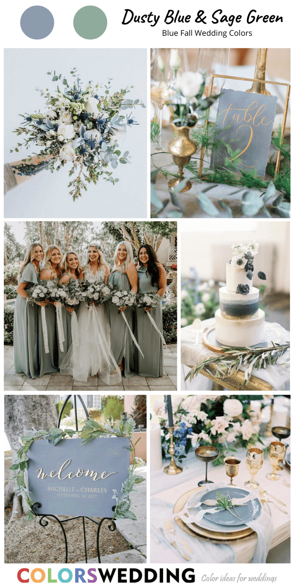 Top 8 Blue Fall Wedding Color Palettes - Top 8 Blue Fall Wedding Color Palettes -   20 sage green wedding ideas