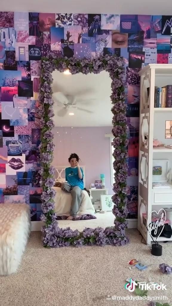 Purple flower mirror diy! - Purple flower mirror diy! -   14 room decor bedroom aesthetic ideas