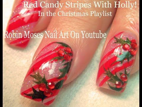 Easy Xmas Nails! | Holly and Candy Cane Nail Art Design Tutorial - Easy Xmas Nails! | Holly and Candy Cane Nail Art Design Tutorial -   14 xmas nails christmas candy canes ideas