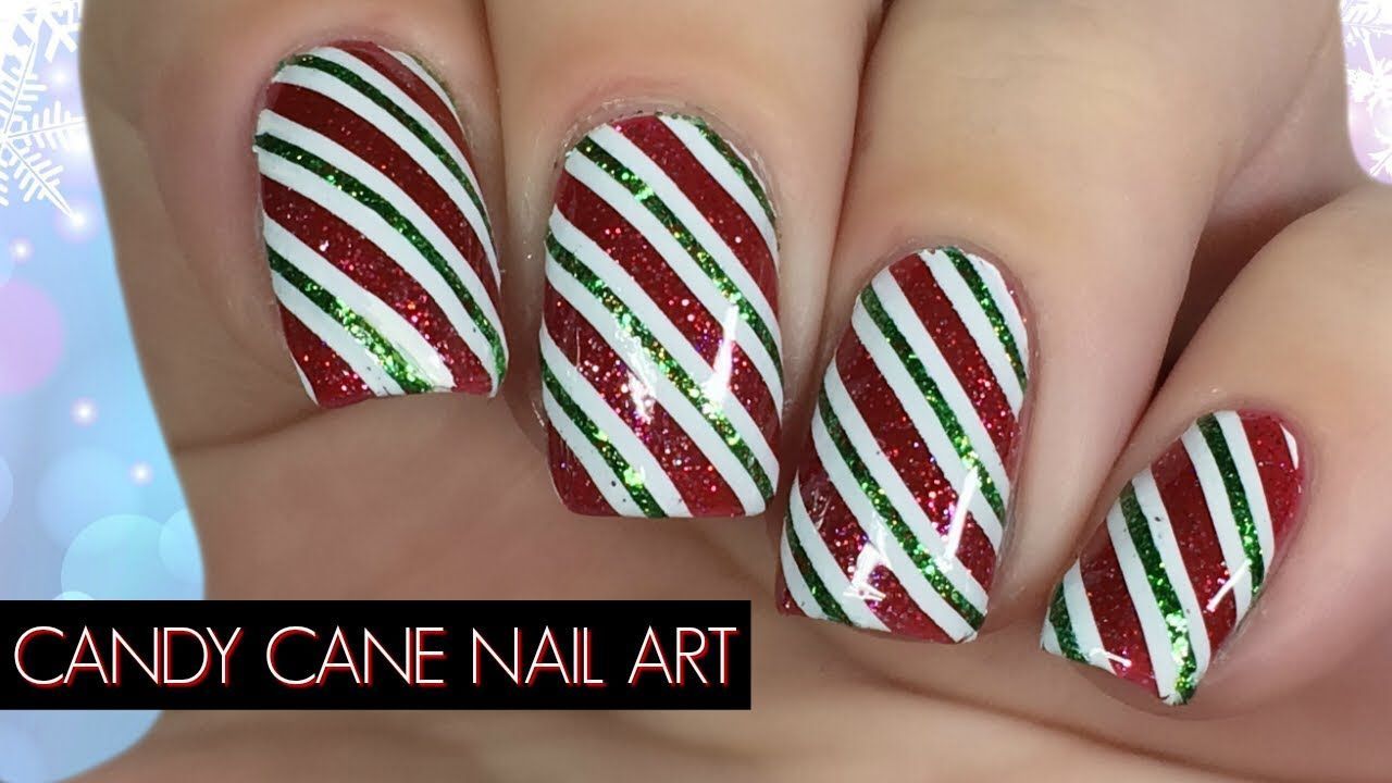 Candy Cane Christmas Nail Art Tutorial - Candy Cane Christmas Nail Art Tutorial -   14 xmas nails christmas candy canes ideas
