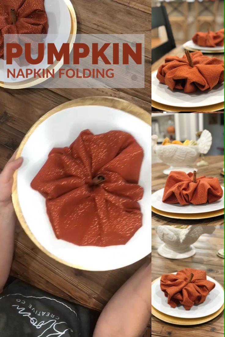 Pumpkin napkin folding - Pumpkin napkin folding -   15 thanksgiving decorations table ideas