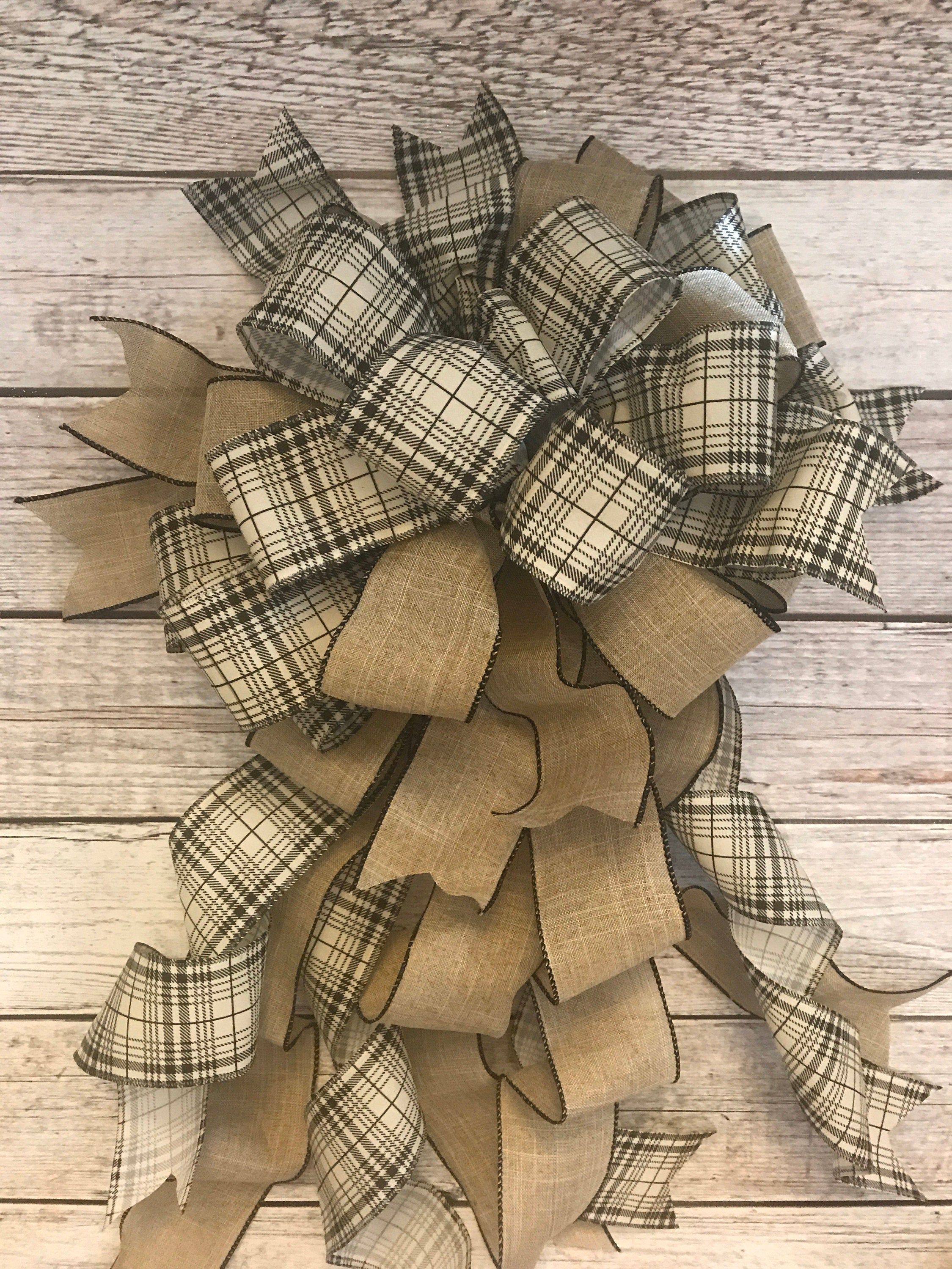 New Reduced PriceLarge Black and White Plaid Burlap Rustic | Etsy - New Reduced PriceLarge Black and White Plaid Burlap Rustic | Etsy -   16 rustic christmas tree topper burlap bows ideas