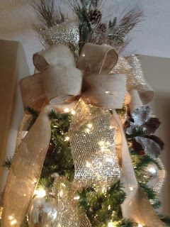 Christmas Decor Designs - Christmas Decor Designs -   16 rustic christmas tree topper burlap bows ideas