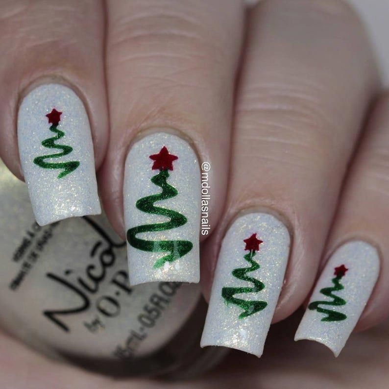 Ribbon Tree Stencils for Nails, Christmas Nail Stickers, Nail Art, Nail Vinyls - Ribbon Tree Stencils for Nails, Christmas Nail Stickers, Nail Art, Nail Vinyls -   16 xmas nails christmas snow flake ideas