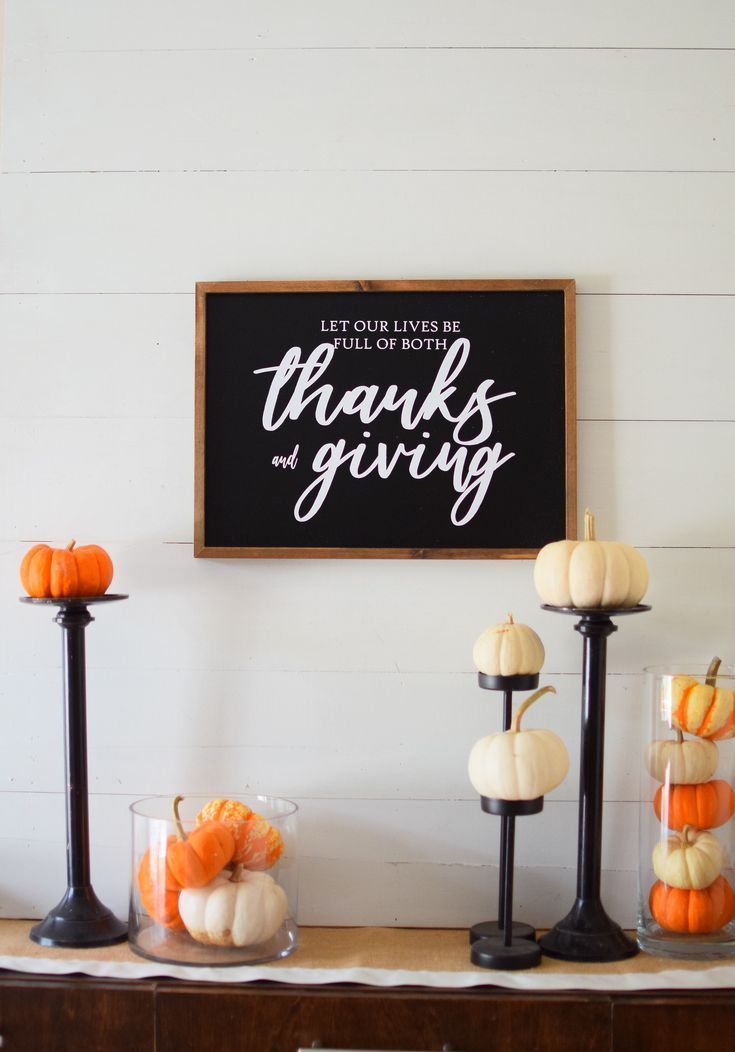 THANKS and GIVING Farmhouse Style Sign  in Black    Fall Sign | Etsy - THANKS and GIVING Farmhouse Style Sign  in Black    Fall Sign | Etsy -   17 thanksgiving home decor ideas