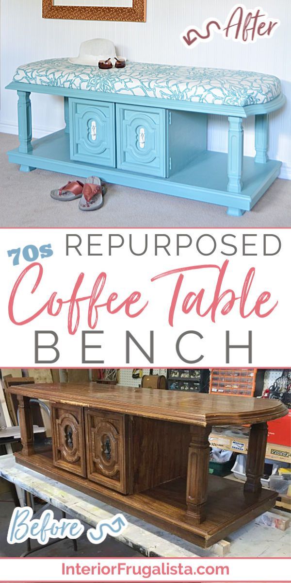 Repurposed Chunky 70s Coffee Table Bench - Repurposed Chunky 70s Coffee Table Bench -   18 diy projects for the home furniture ideas
