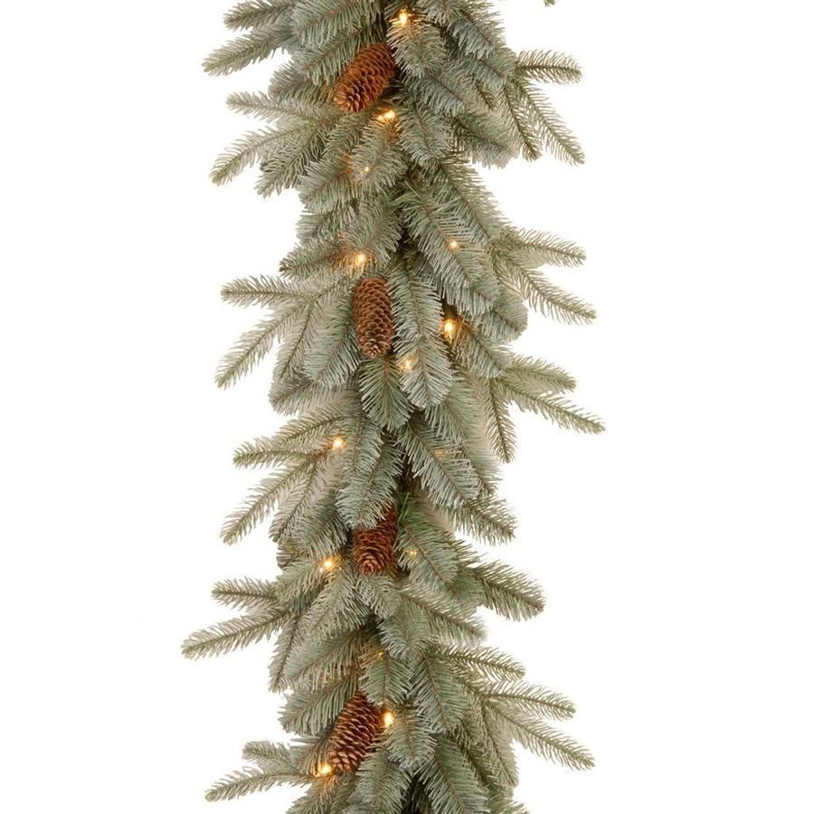 National Tree Company Outdoor Pre-Lit 9-ft Spruce Garland with White Incandescent Lights in Green | PEFA1-307-9B-1 - National Tree Company Outdoor Pre-Lit 9-ft Spruce Garland with White Incandescent Lights in Green | PEFA1-307-9B-1 -   18 farmhouse christmas tree topper wreaths & garlands ideas
