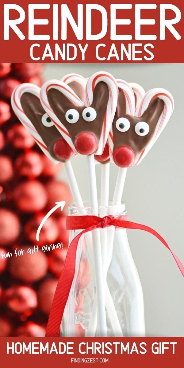 Reindeer Candy Canes for Christmas - Reindeer Candy Canes for Christmas -   18 homemade food gifts for xmas ideas