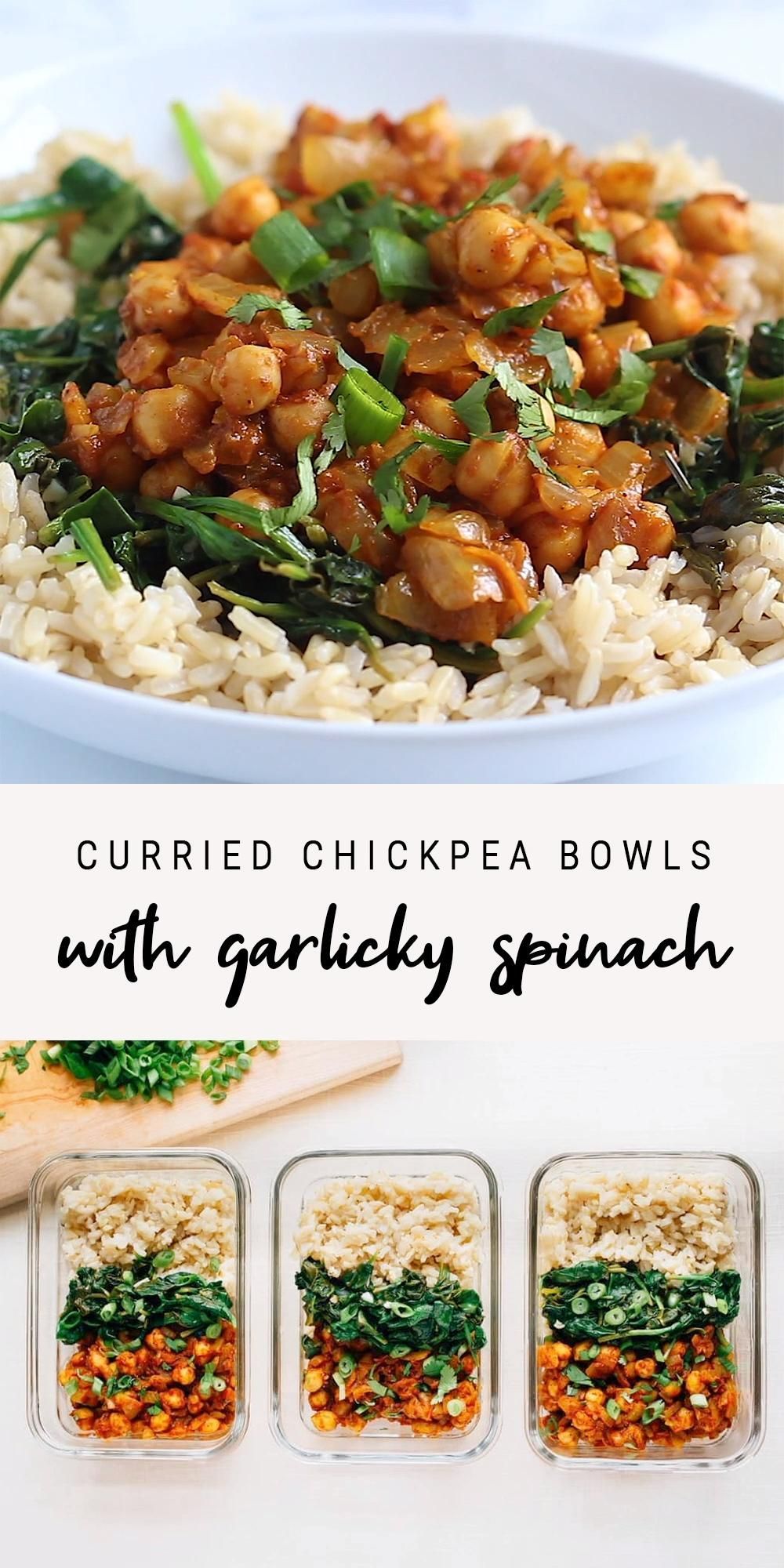 Vegan Curried Chickpea Bowls with Garlicky Spinach | Meal Prep - Vegan Curried Chickpea Bowls with Garlicky Spinach | Meal Prep -   18 meal prep recipes vegetarian lunch ideas