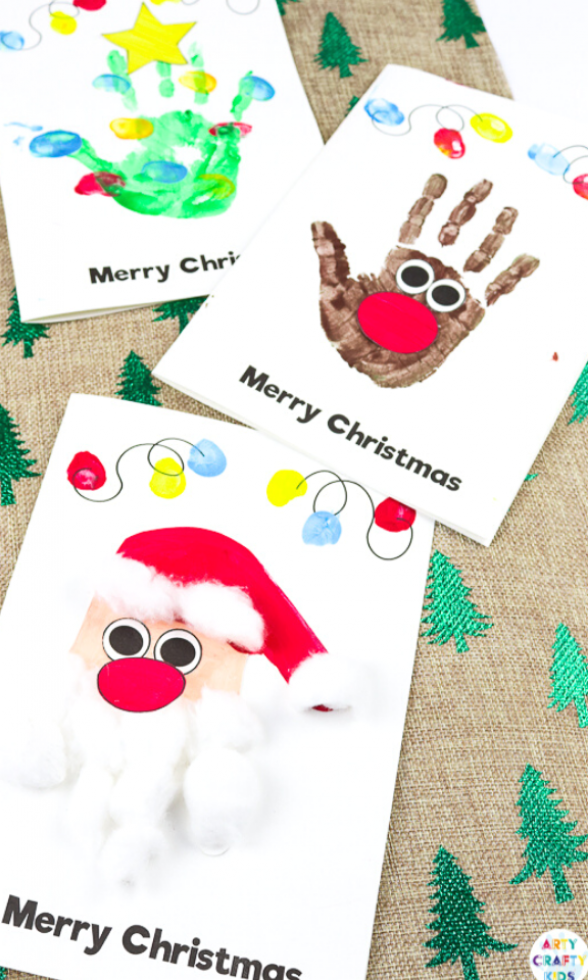 Handprint Christmas Cards - Handprint Christmas Cards -   18 xmas crafts to make for kids ideas