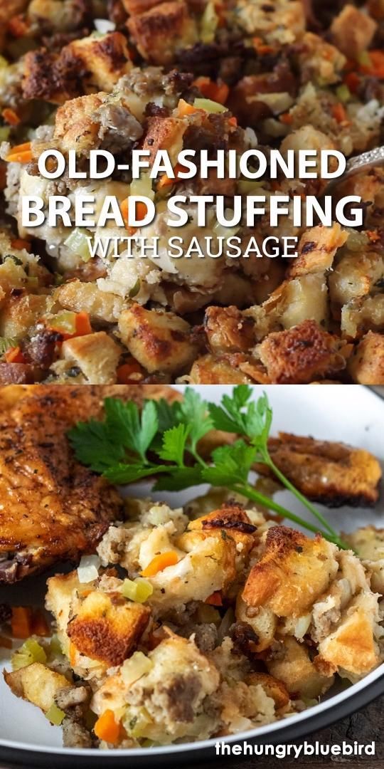 Old Fashioned Bread Stuffing with Sausage - Old Fashioned Bread Stuffing with Sausage -   19 dressing recipes thanksgiving bread ideas