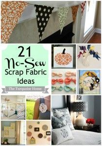 21 No-Sew Fabric Scrap Ideas {Roundup} | The Turquoise Home - 21 No-Sew Fabric Scrap Ideas {Roundup} | The Turquoise Home -   19 fabric crafts no sew scrap ideas