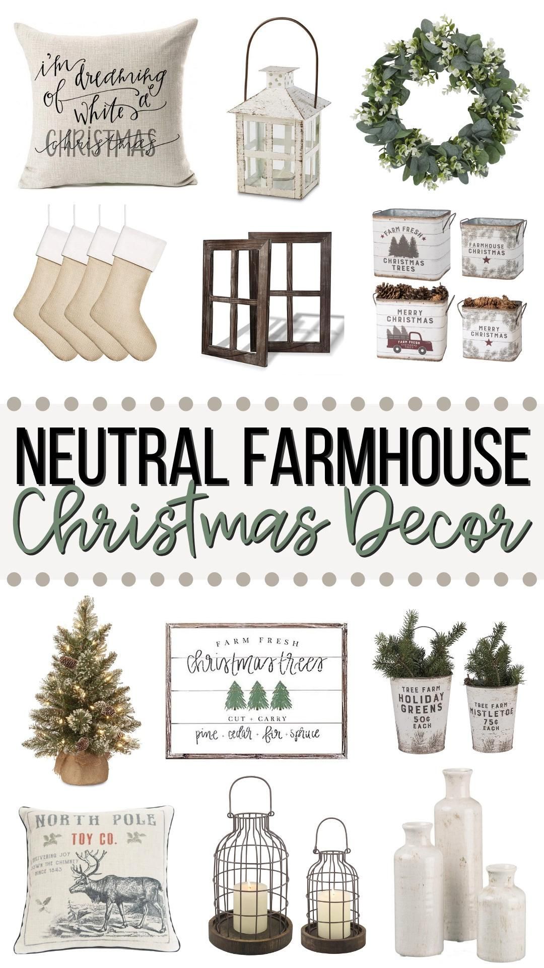 Affordable Neutral Farmhouse Christmas Decor - Affordable Neutral Farmhouse Christmas Decor -   19 farmhouse christmas tree decorations diy ideas