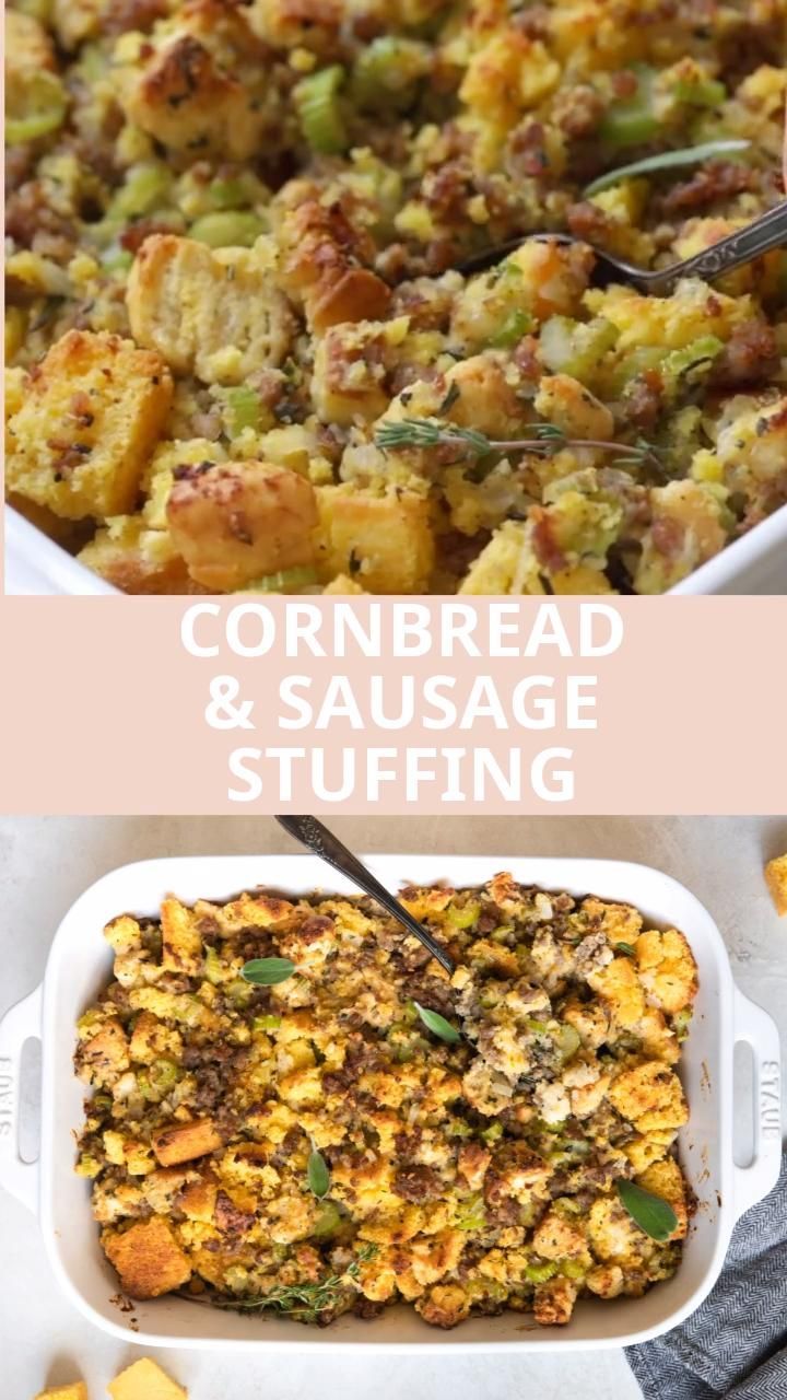 Cornbread and Sausage Stuffing - Cornbread and Sausage Stuffing -   19 stuffing recipes thanksgiving cornbread ideas