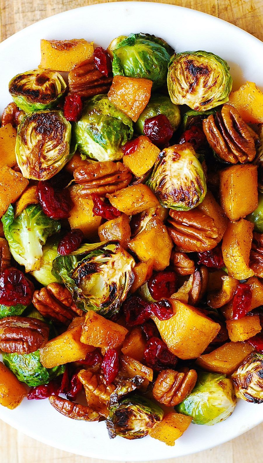 Roasted Butternut Squash and Brussels sprouts with Pecans and Cranberries - Roasted Butternut Squash and Brussels sprouts with Pecans and Cranberries -   19 thanksgiving recipes appetizers healthy ideas