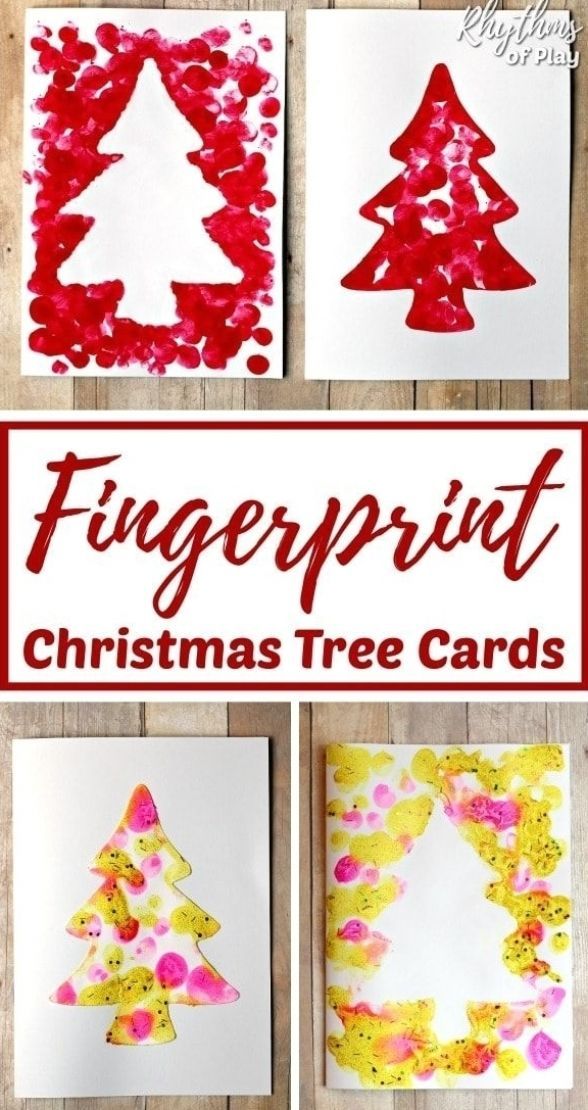 Reverse Fingerprint Christmas Tree Cards - Reverse Fingerprint Christmas Tree Cards -   22 diy christmas decorations for kids paper ideas