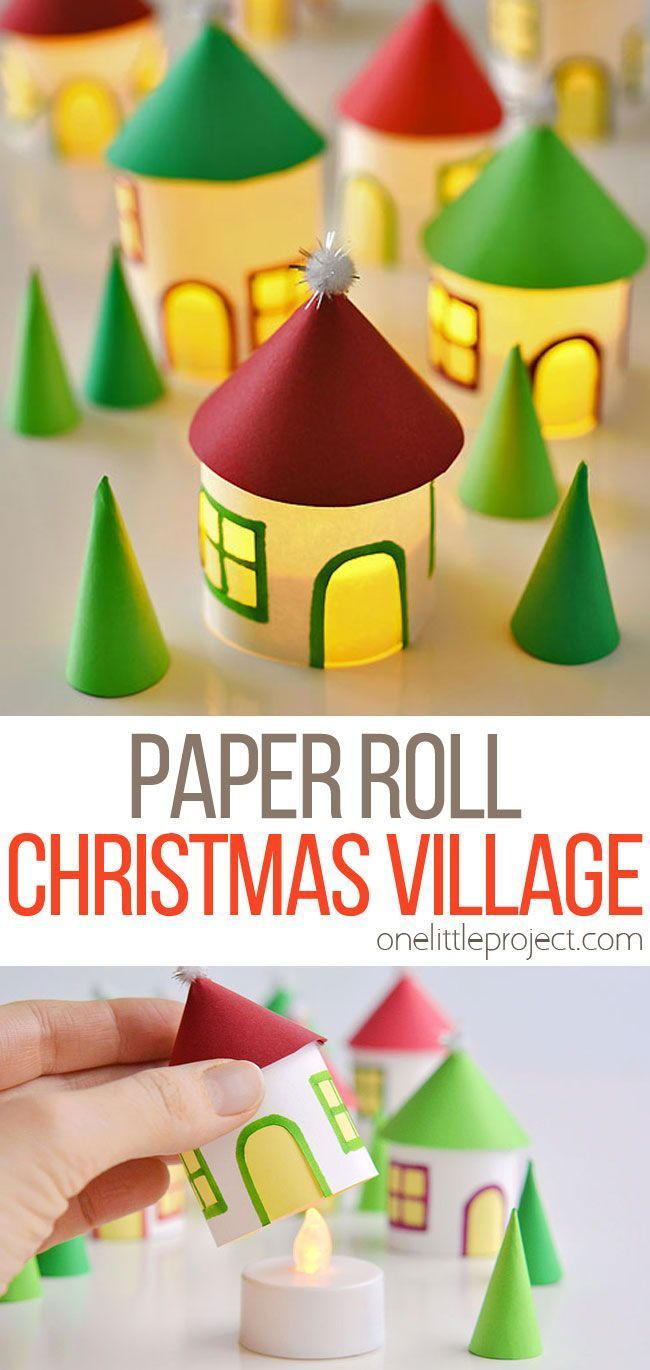 Twinkling Paper Roll Christmas Village - Twinkling Paper Roll Christmas Village -   22 diy christmas decorations for kids paper ideas