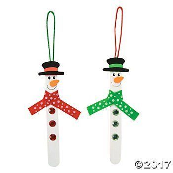 Craft Stick Snowman Ornament Craft Kit - Craft Kits - 12 Pieces - Craft Stick Snowman Ornament Craft Kit - Craft Kits - 12 Pieces -   22 diy christmas decorations for kids paper ideas