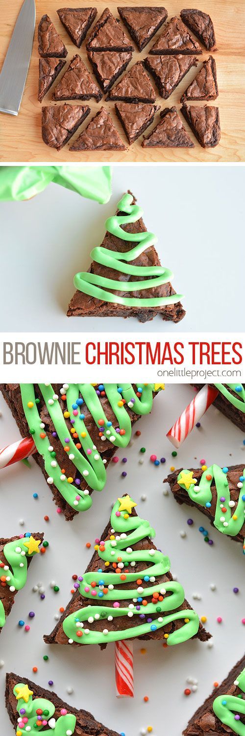 Easy Christmas Tree Brownies - Easy Christmas Tree Brownies -   24 xmas food easy diy ideas