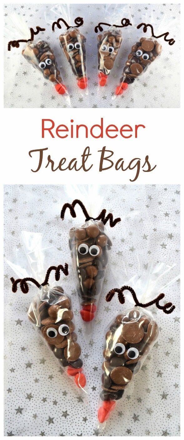 Fun Christmas Food: Reindeer Treat Bags - Fun Christmas Food: Reindeer Treat Bags -   24 xmas food easy diy ideas