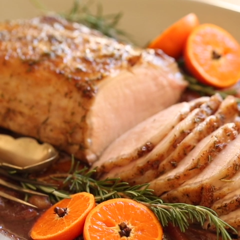Pork Loin Roast with Maple Glaze, Apples and Cranberries - Pork Loin Roast with Maple Glaze, Apples and Cranberries -   24 xmas food videos christmas dinners ideas
