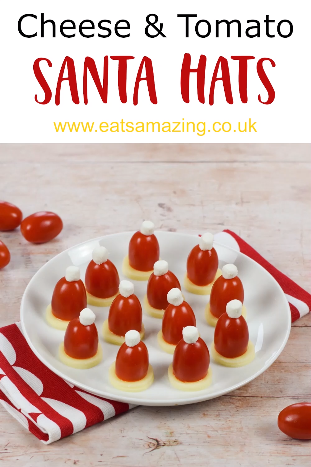 Cheese & Tomato Santa Hats - Healthy Christmas party food - Cheese & Tomato Santa Hats - Healthy Christmas party food -   24 xmas food videos christmas dinners ideas